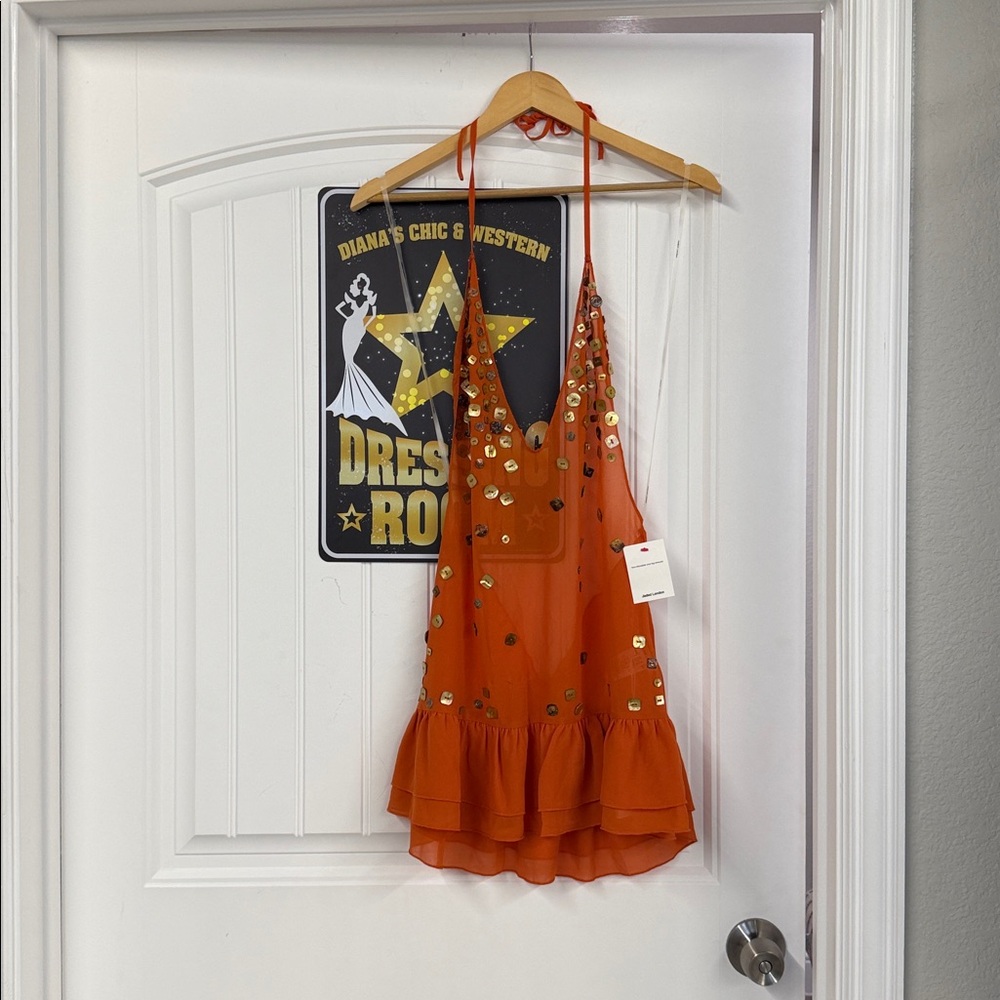 Jaded London Layered Button Mini Dress in Orange - Picture 13 of 16